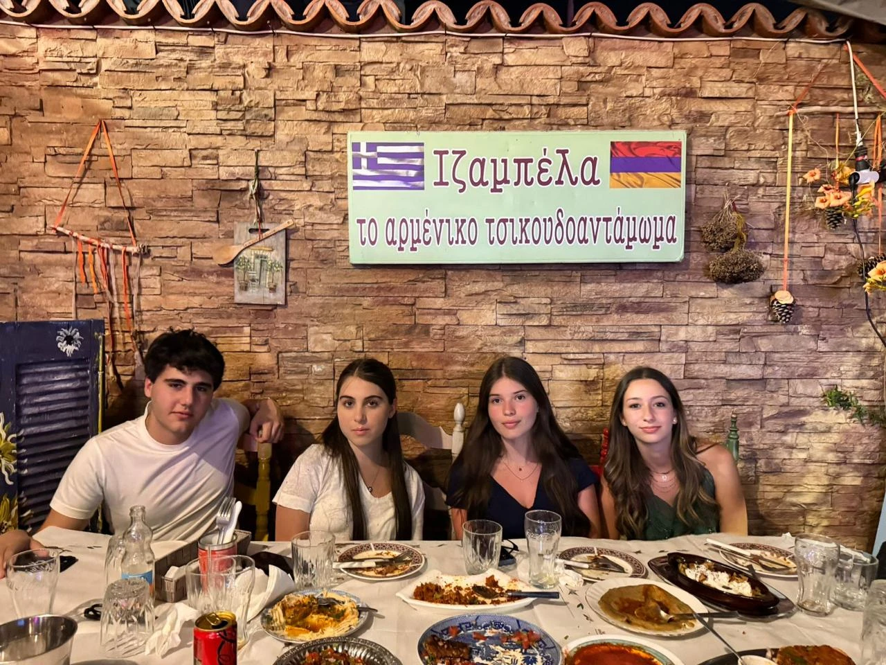 Us sitting at miss Boghossians traditional Armenian restaurant